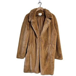 BKE Buckle Faux Fur Longline Coat Tan Brown Women’s Sz XL